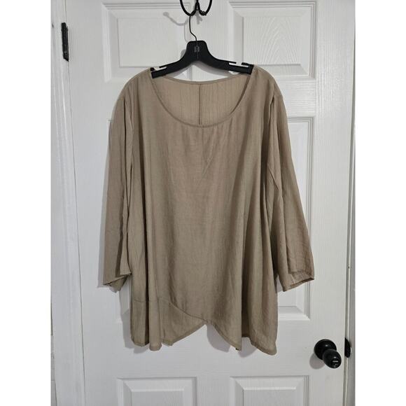 Tunic Blouse Women's Size 3XL Sage Green Bell Sleeve Boho Career Minimalist - Picture 1 of 12